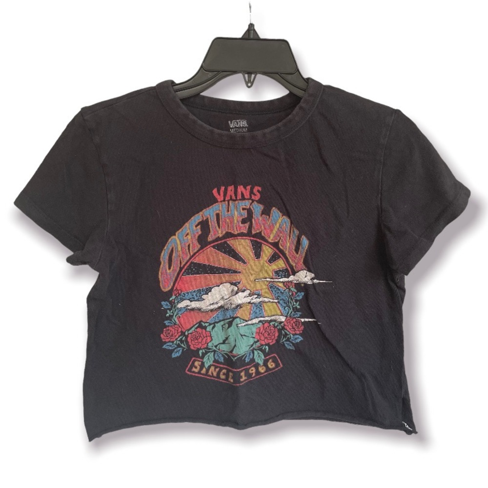 Vans Black Crop Top with Graphic Design